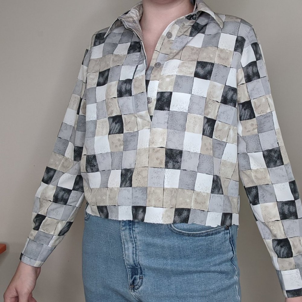 Vintage 80s Cropped Button Up Shirt